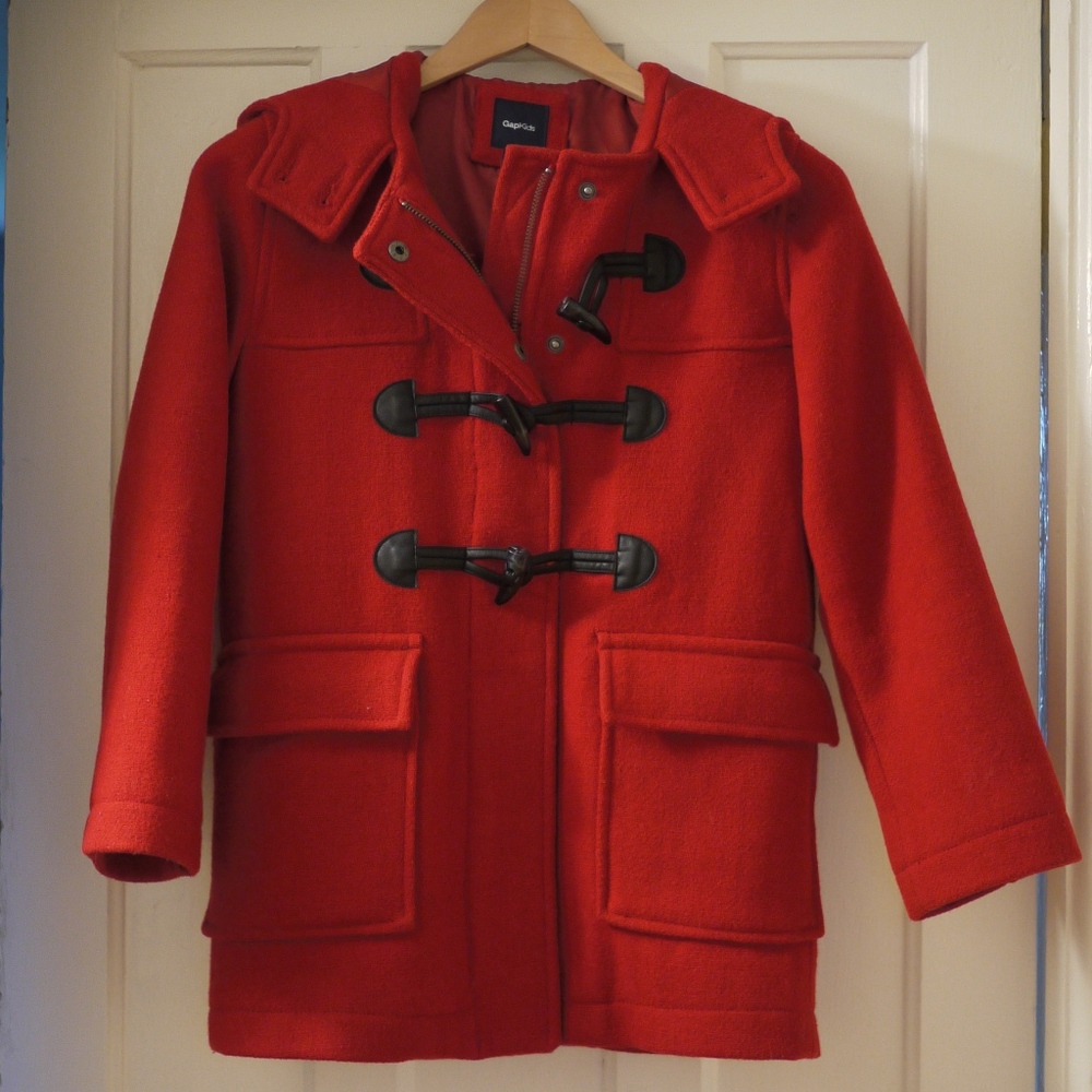 Gap Girls Red Wool Blend Toggle Coat Size 8 (M)